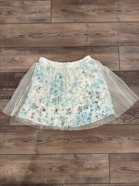 LC Lauren Conrad White Floral Tulle Skater Skirt